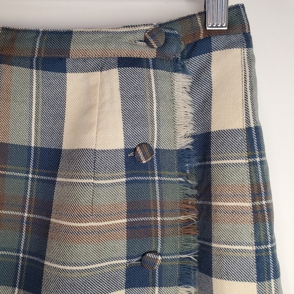 Aljean 100% Pure Virgin Wool Pleated Plaid Skirt – Approx Size M Petite - Teal - Picture 2 of 5